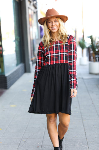 Holiday Plaid Babydoll Dress-Ships in 24 hours!