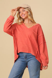 Thermal High-Low Oversized Top