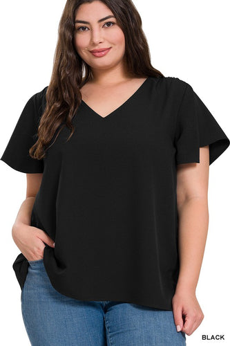 Flutter Sleeve Top in Curvy-4 colors!