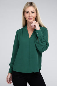 Woven V-Neck Top-3 colors