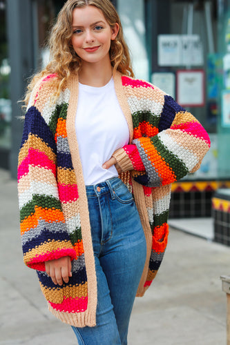 Multicolor Crochet Oversized Cardigan