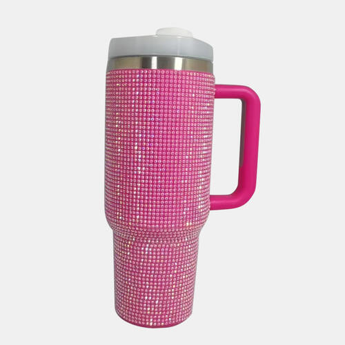 Rhinestone Stainless Steel Tumbler with Straw-6 colors!