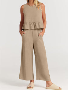 Round Neck Top and Wide Leg Pants Set-8 colors!