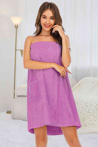 Strapless Robe with Pocket-4 colors