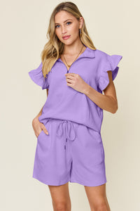 Textured Flounce Sleeve Top and Shorts Set-7 colors!